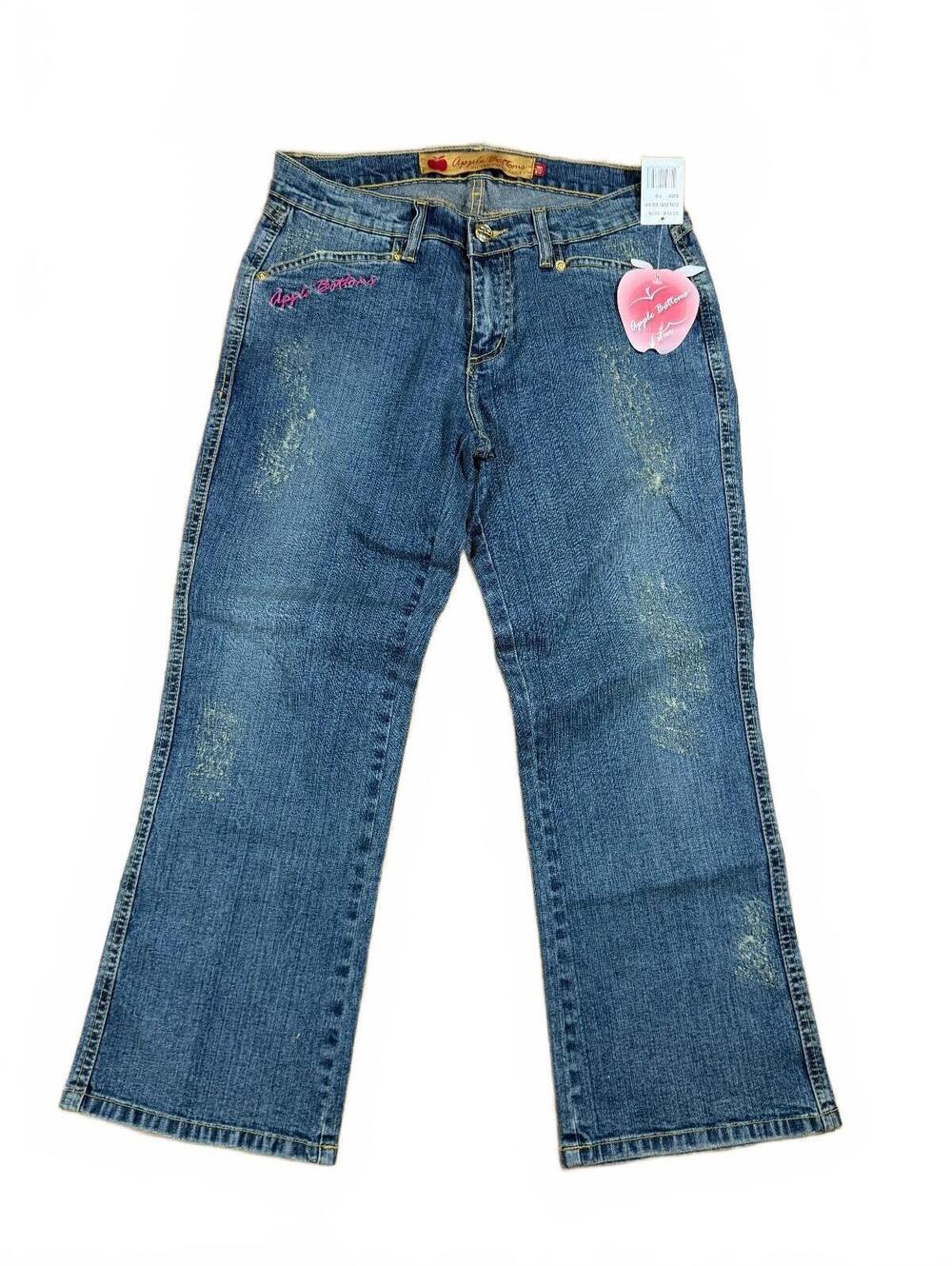 Y2K Deadstock Apple Bottom Jeans Capri Pink Embroidered Jeans Size 28" Waist
